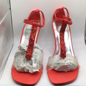 Mauro Pisani red glitter/clear heels.